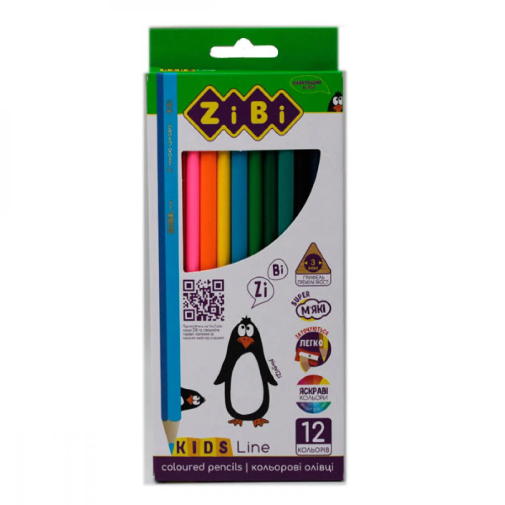 Олівці кольорові ZiBi ZB.2414 Kids Line 12 кольорів