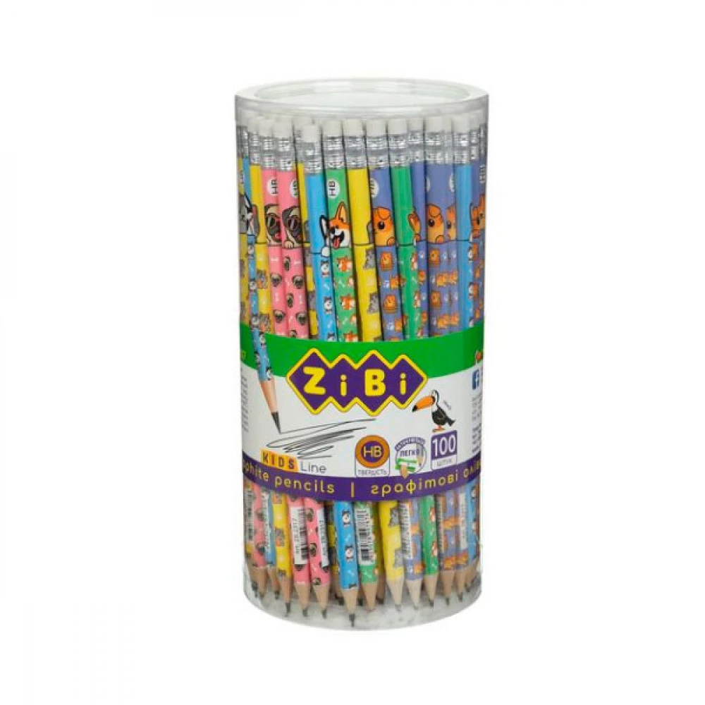 Олівець простий ZiBI PETS 2317 HB з гумкою