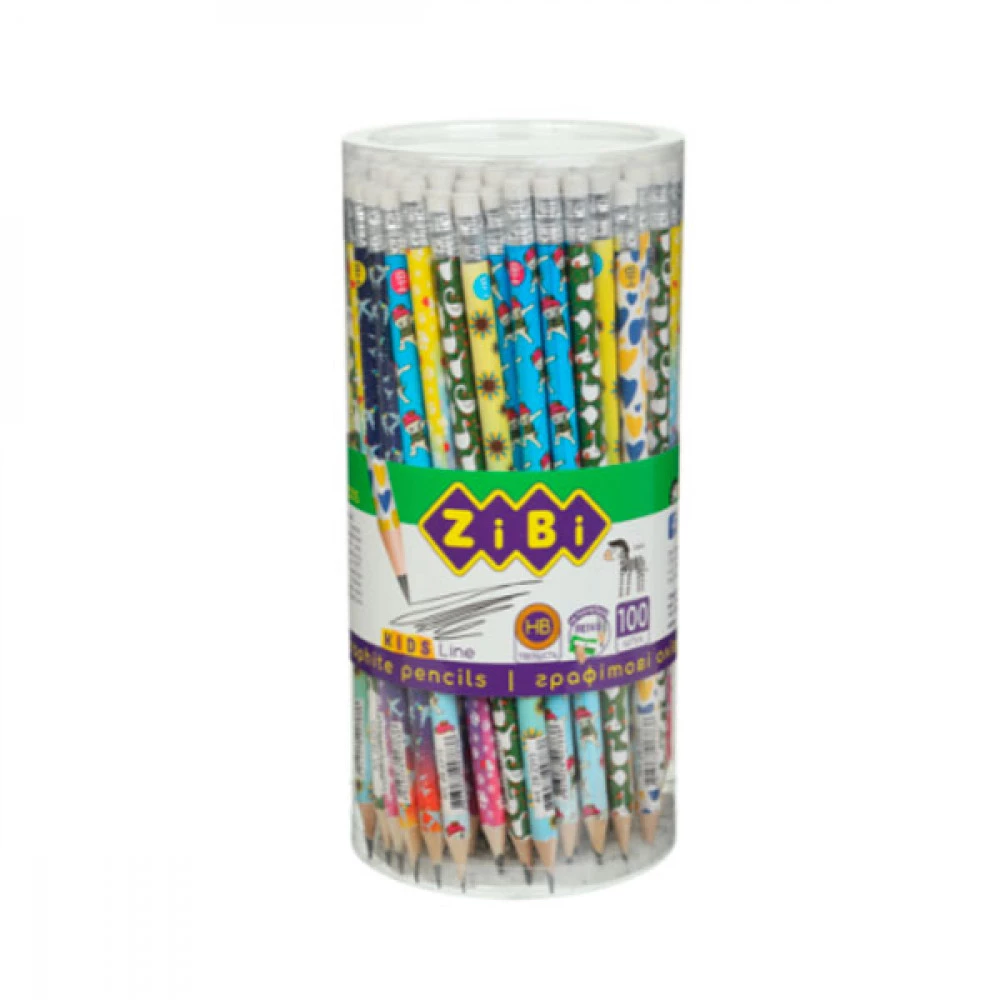 Олівець простий ZiBI TABLE 2315 HB з гумкою