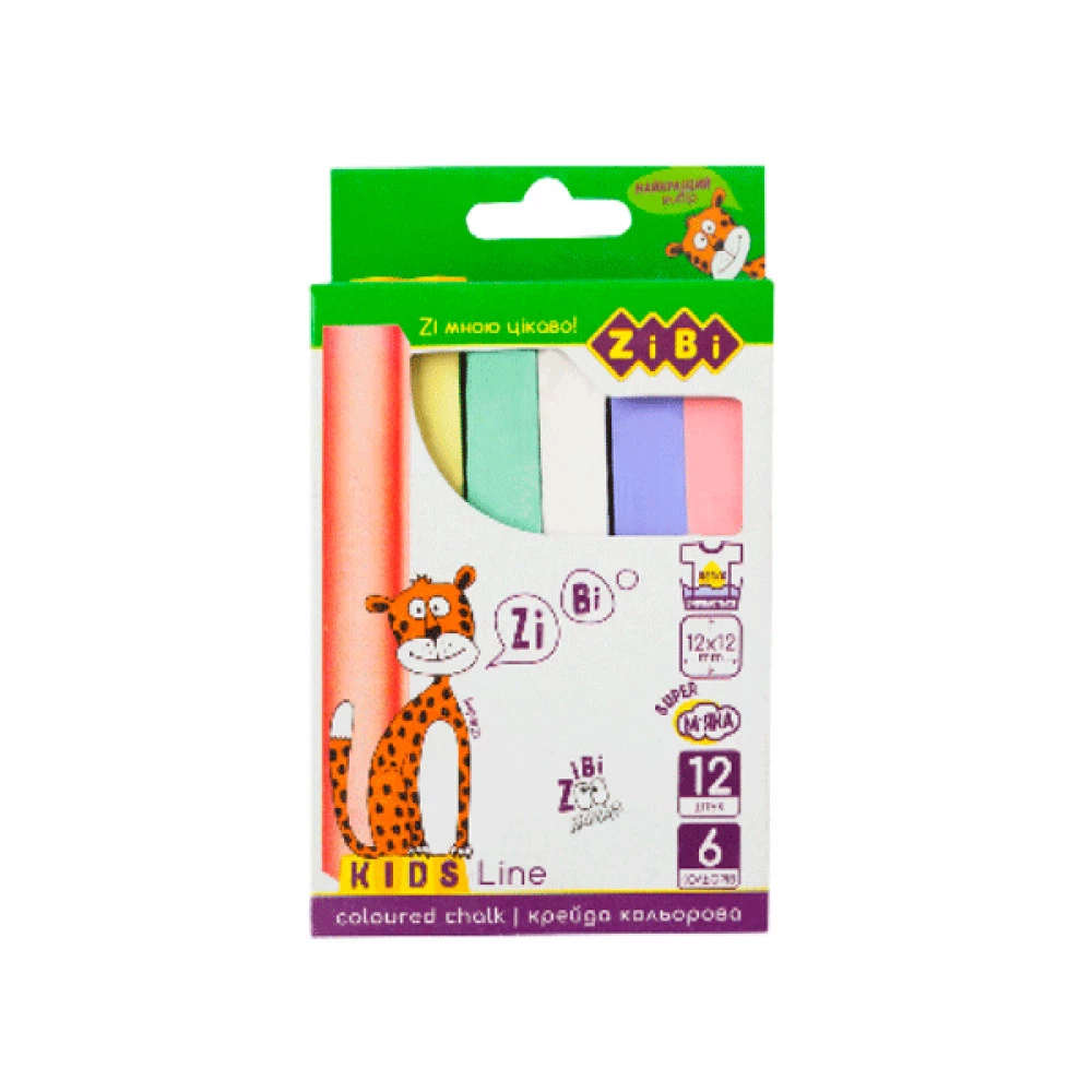 Крейда кольорова квадратна 12 кольорів ZiBi ZB.6703-99