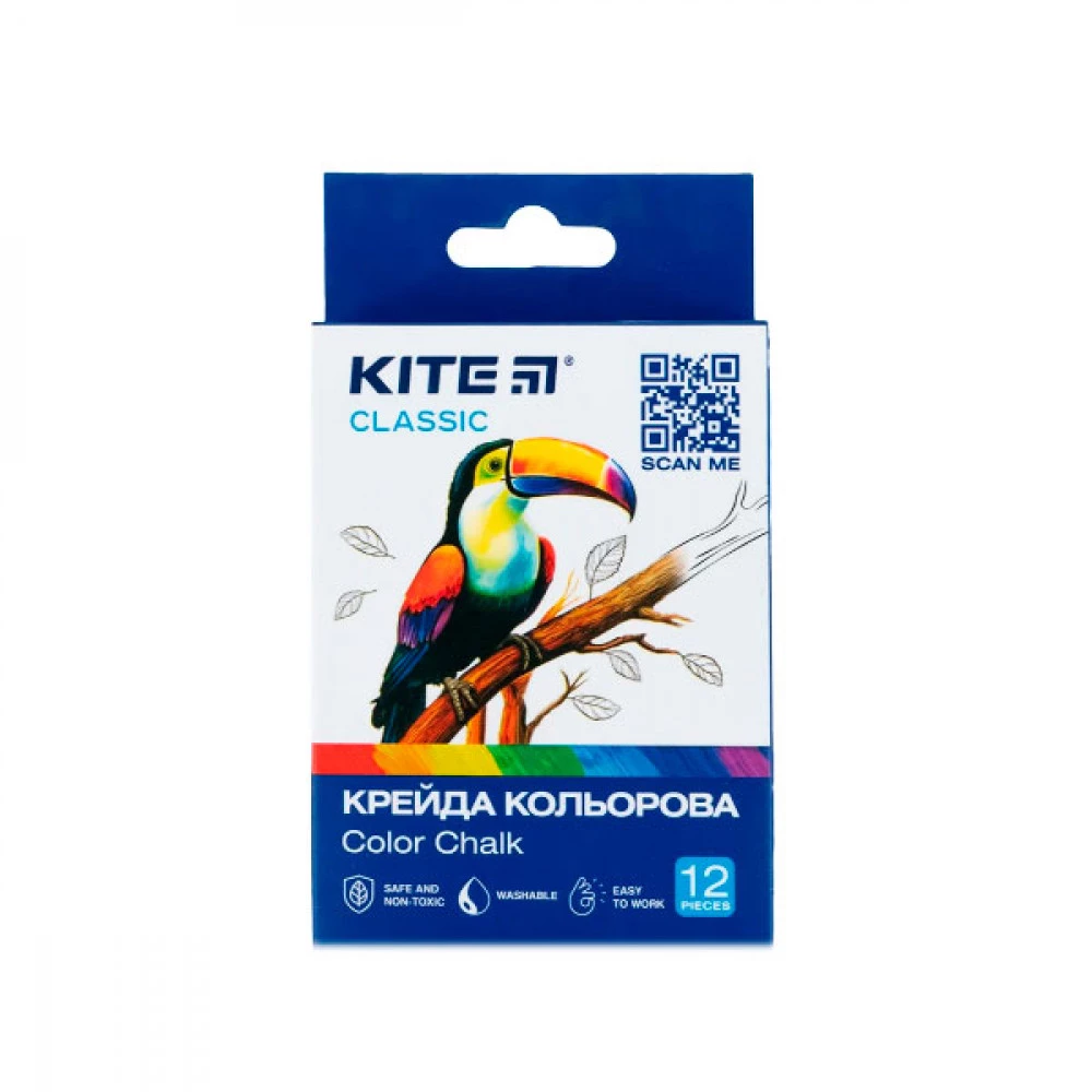 Крейда кольорова 6 кольорів Kite Classic K-075 (12шт)