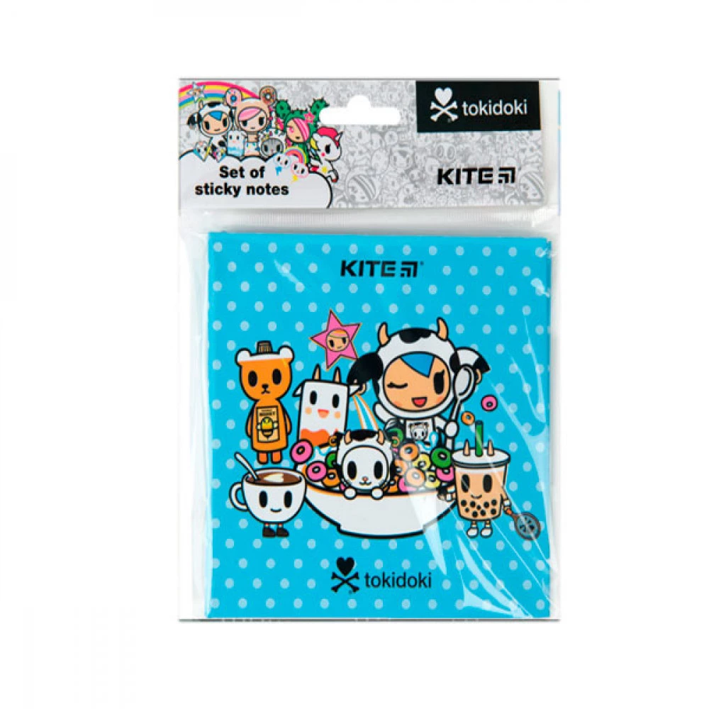 Блок паперу з липким шаром 120х120 мм tokidoki Kite TK22-477-2, 2 види стікерів з клейкою смужкою + блок паперу для нотаток, по 40 шт кожного виду