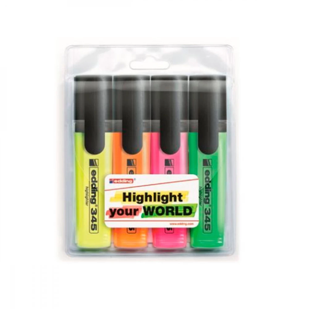 Набір маркерів Edding Highlighter E345 (4 шт) у блістері