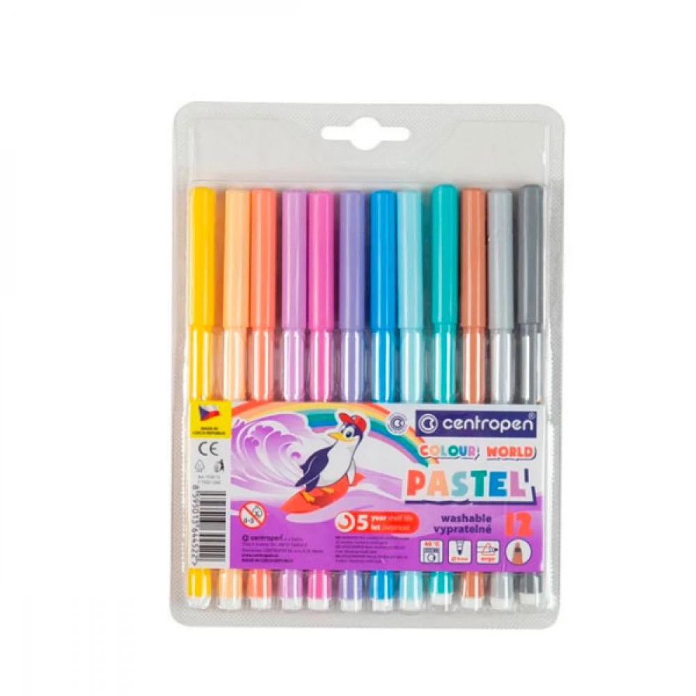 Фломастери 12кол Centropen 7550/1209 ТР пастельні