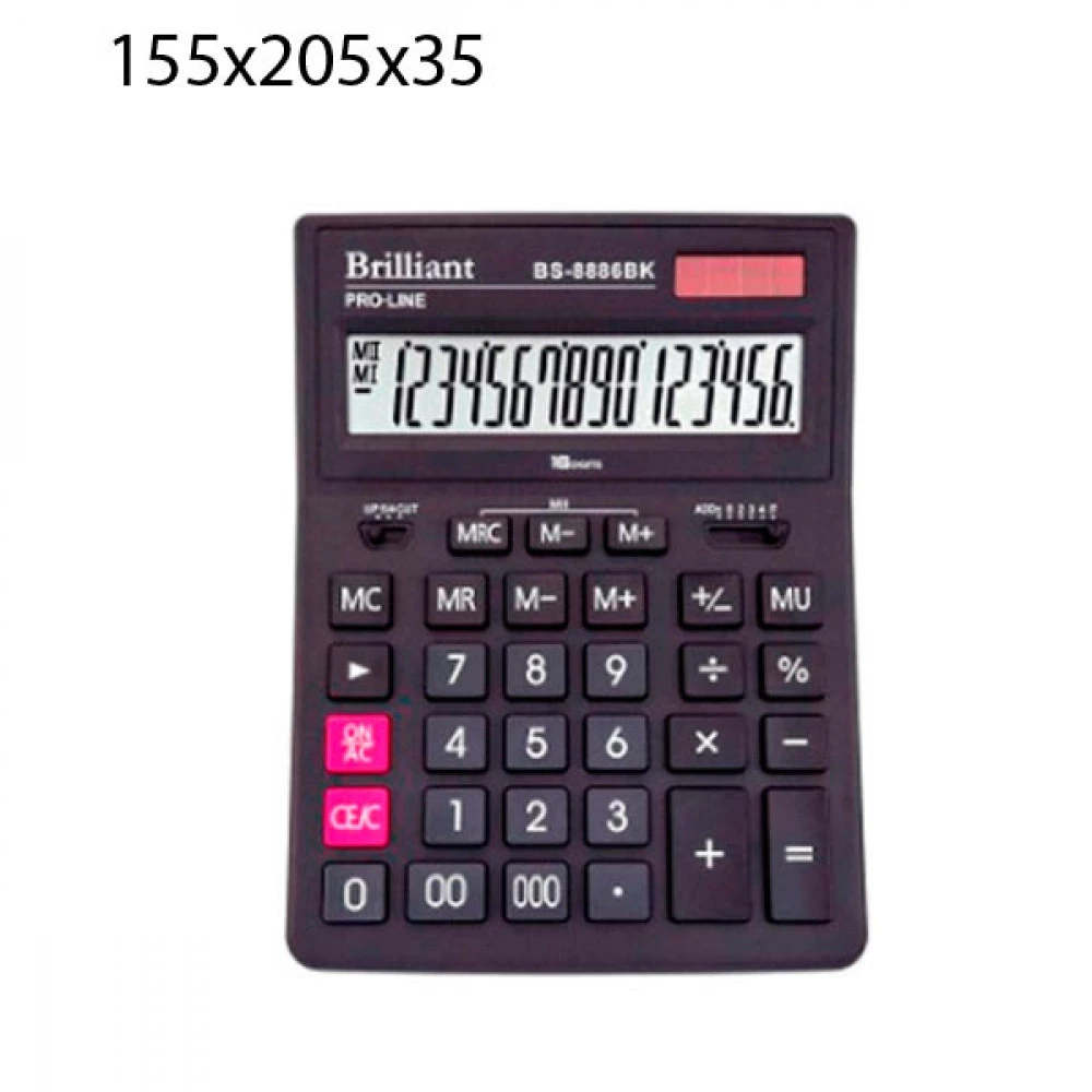 Калькулятор "Brilliant" BS-8886BK 16-розрядний Чорний