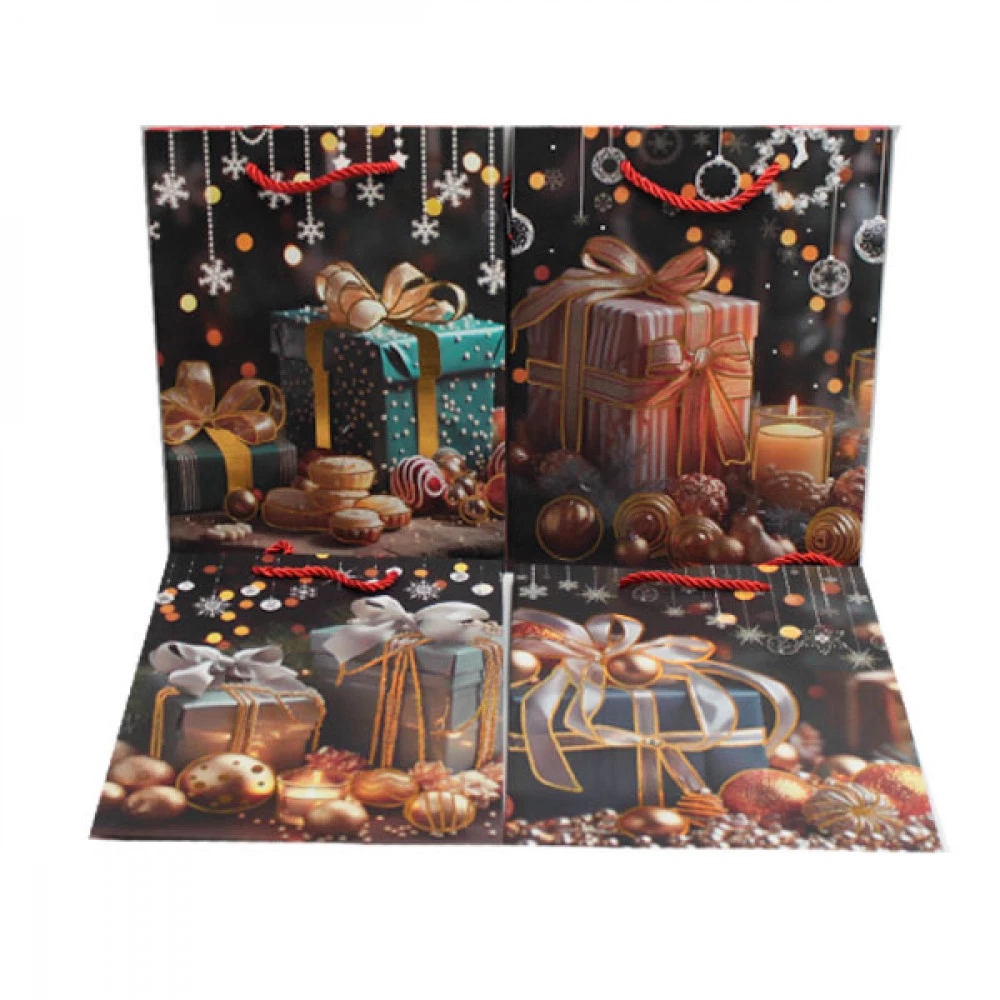 Пакет подарунковий 18х23х8см Новорічний 4254S Mix