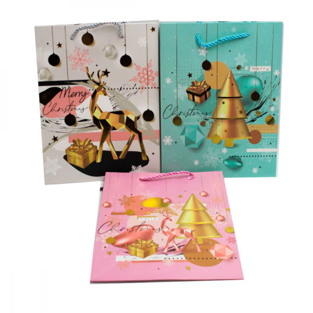 Пакет подарунковий 18х23х8см Новорічний 3480S Mix