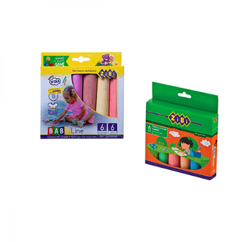 Крейда кольорова 6 кольорів ZiBi ZB.6710-99 картонна коробка JUMBO