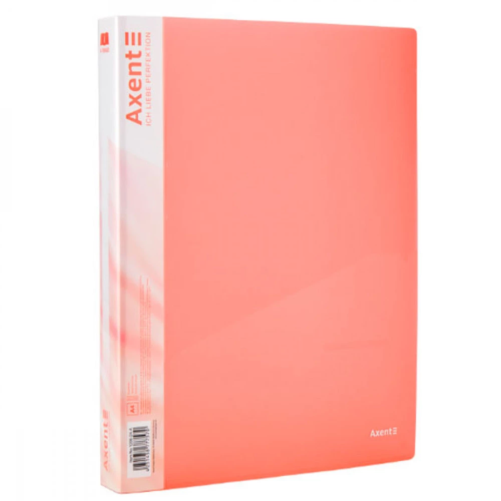 Папка пластикова А4 Axent 1208-24 на 4 кільцях 35мм з кишенею прозора рожева .