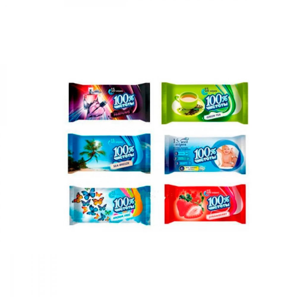 Серветки вологі "100% чистоти" (15 шт)