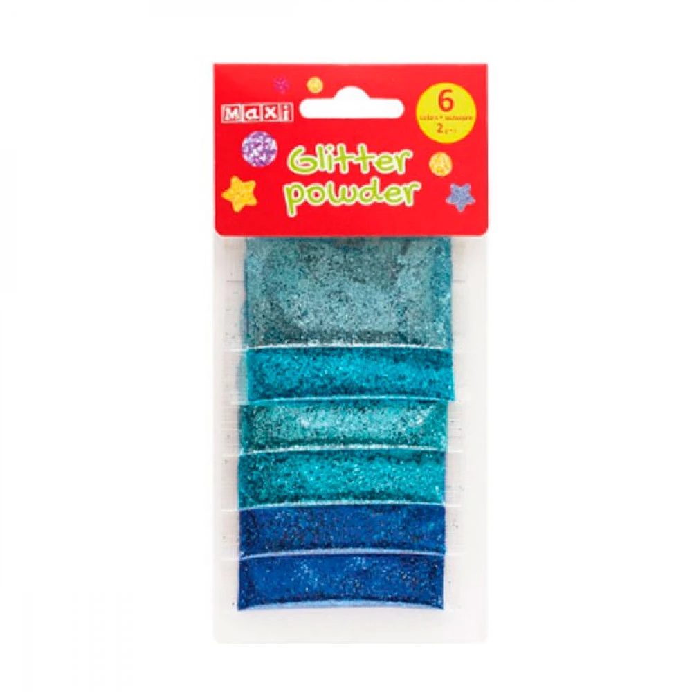 Набір гліттера для декору MX61675 6 кольорів по 2 г