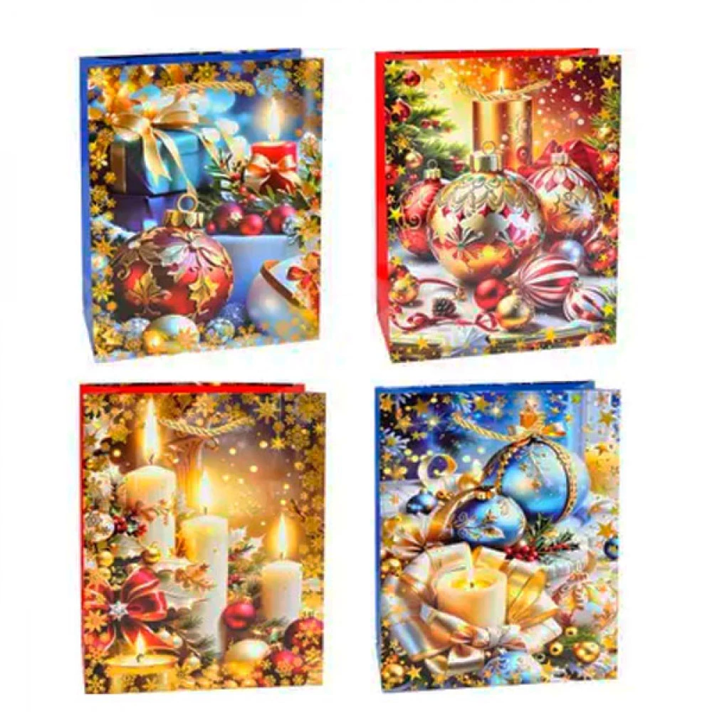 Пакет подарунковий 18х23х8см Новорічний 1276S Mix