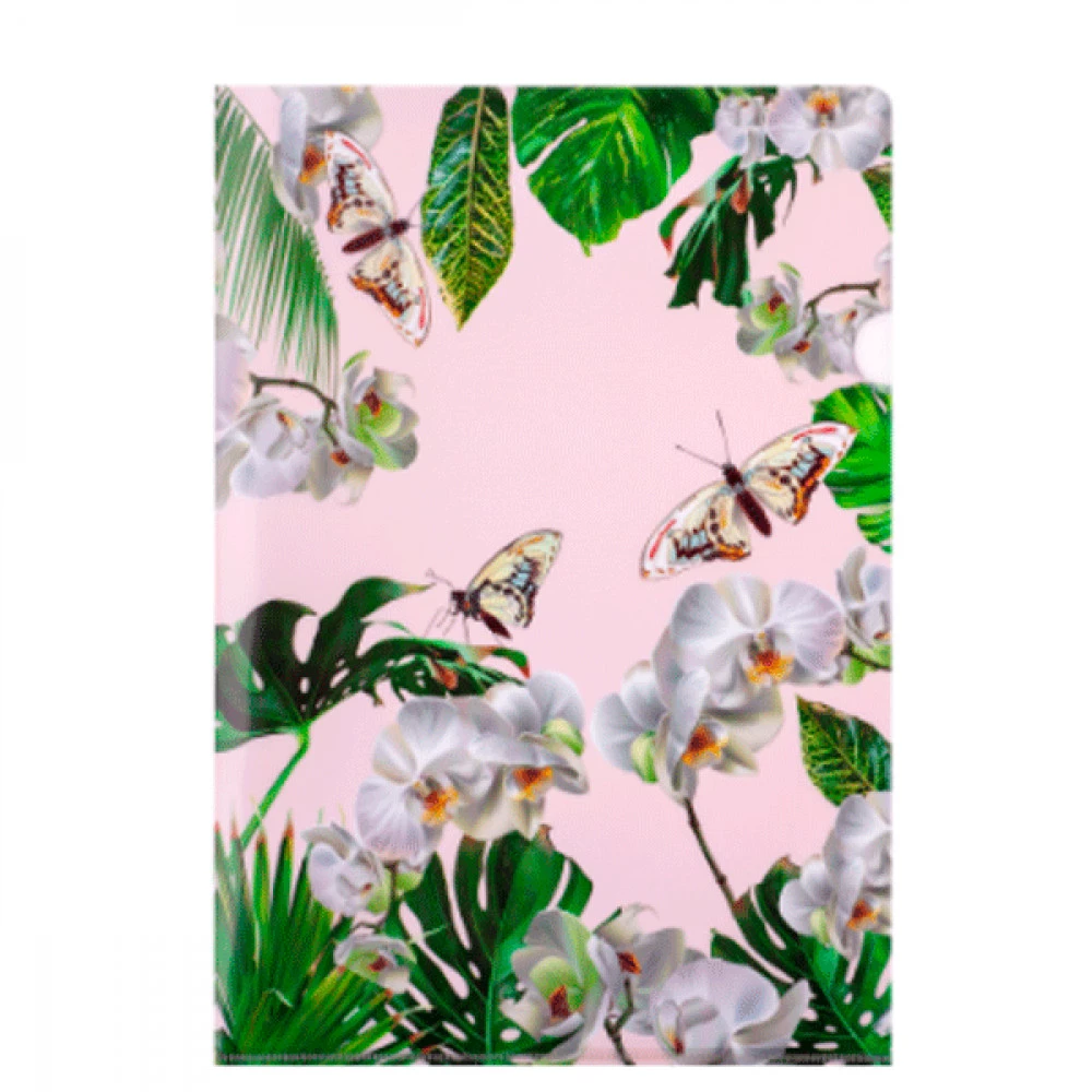 Кутник пластиковий А4 "BuroMAX" 3966-12 "Orhid" білий з малюнком