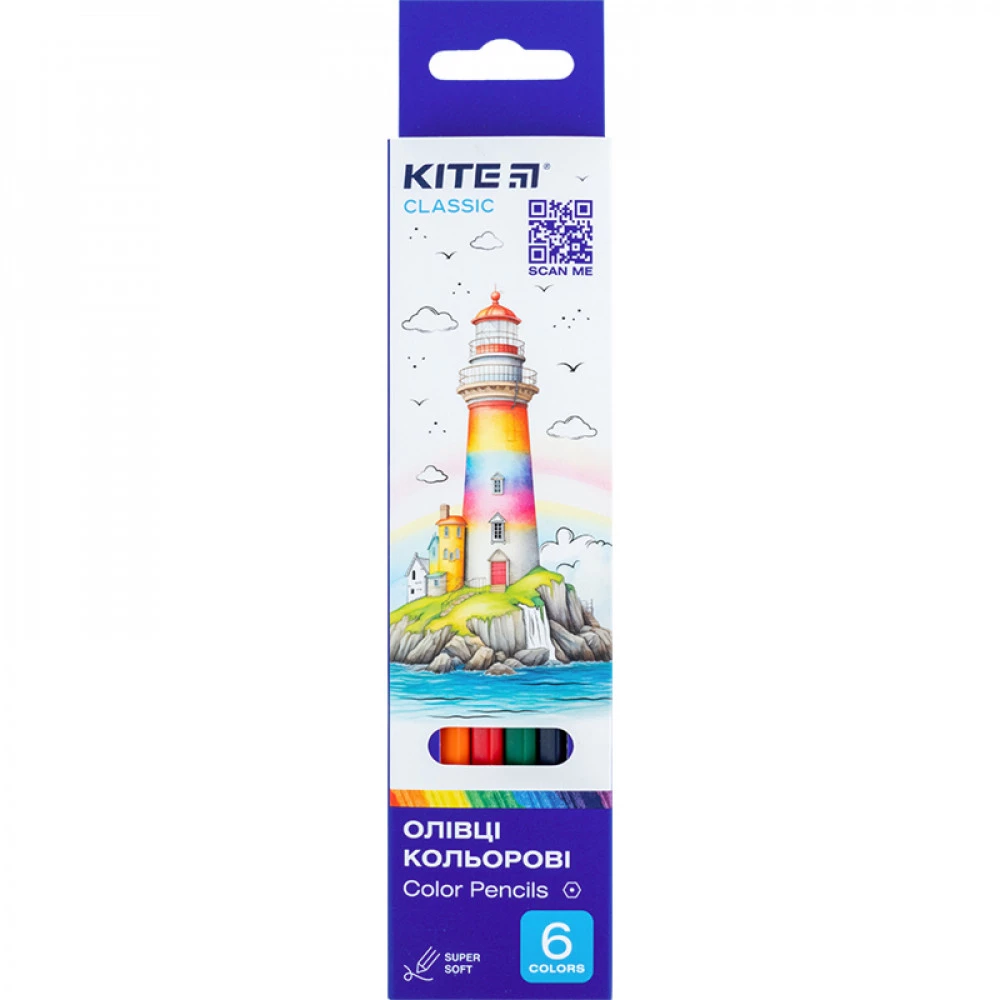 Олівці 6 кольорів Kite Classic K-050