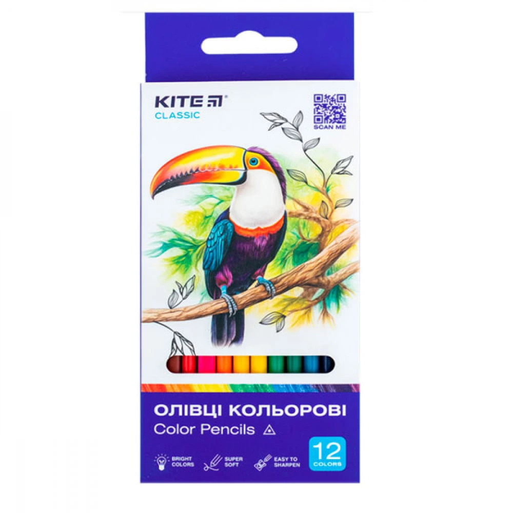 Олівці Kite Classic 12 кольори K-053 тригранні