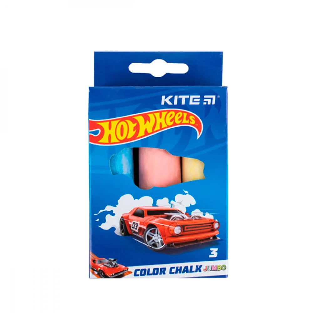 Крейда кольорова 3 кольори Kite Jumbo Hot Wheels HW24-077