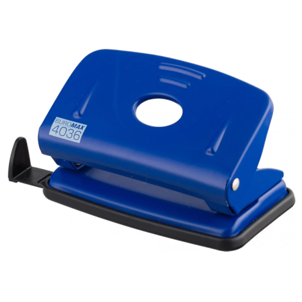 Діркопробивач "BuroMAX" 4036-02 10 листів на 2 отвори металевий з лінійкою Синій