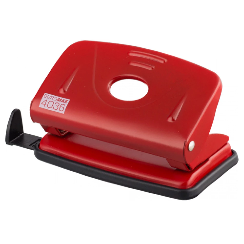 Діркопробивач "BuroMAX" 4036-05 (10л мет.с лін. на 2відп.) червон.