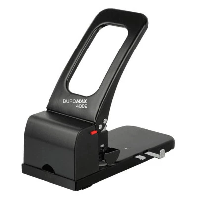 Діркопробивач "BuroMAX" 4082-01 (100 листів металевий з лінійкою на 2 отвори) чорний