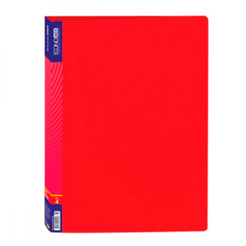 Папка пластикова А4 Economix E30702-03 на 4 кільця з кишенею червона