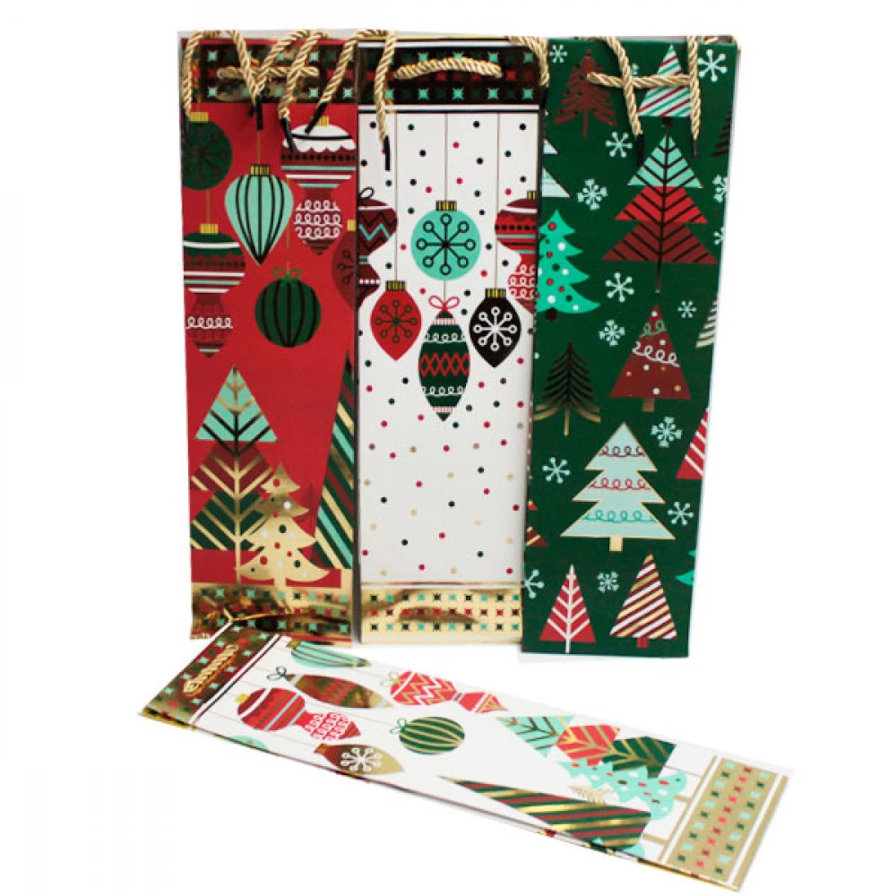 Пакет подарунковий 38х11х11см Новорічний 9049В Mix