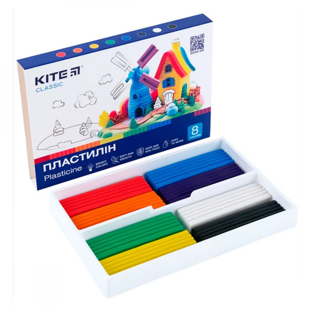 Пластилін 8кол 160г Kite K-082 Kite Classic
