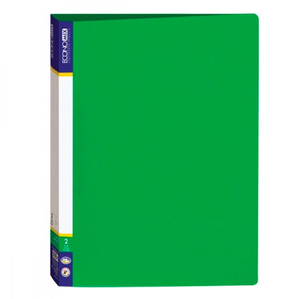 Папка пластикова А4 Economix E30701-04н 2 кільця з карм. зелена НШ