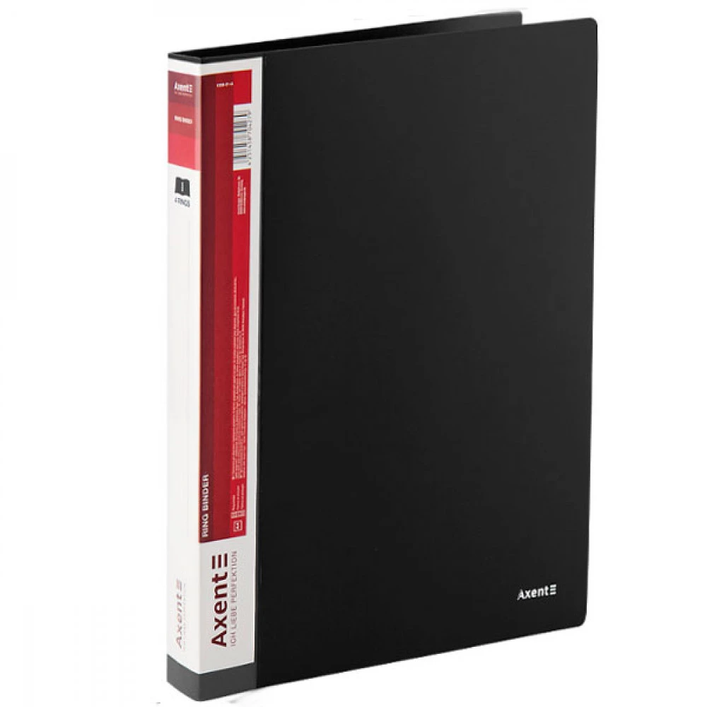 Папка пластикова А4 Axent 1208-01 на 4 кільцях 35мм з кишенею чорна