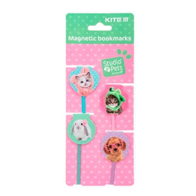 Набір магнітних закладок-лясі Kite SP24-497 Studio Pets 4 закладки