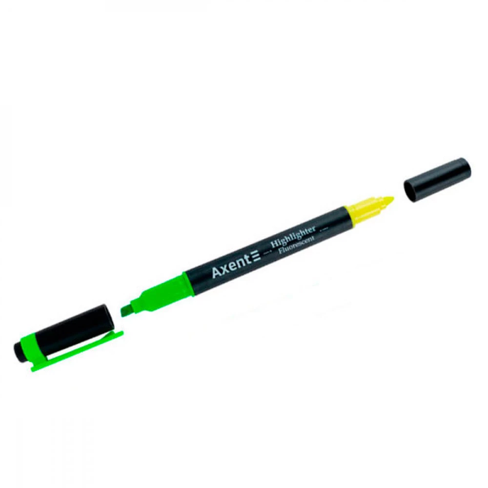 Маркер Axent Highlighter Dual 2534-04-А текстовий (2-4 мм) зелений + жовтий