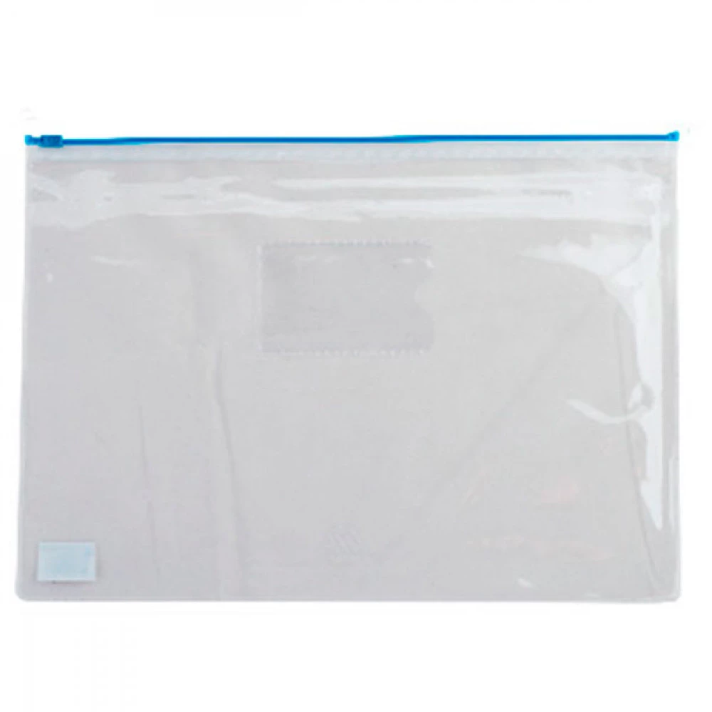 Папка-конверт пластикова А4 BuroMAX 3946-02 на блискавці прозора синя