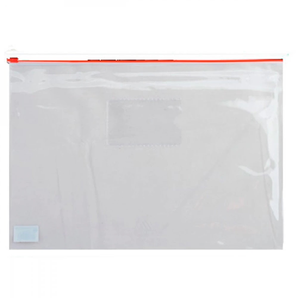 Папка-конверт пластикова А4 BuroMAX 3946-05 на блискавці прозора червона