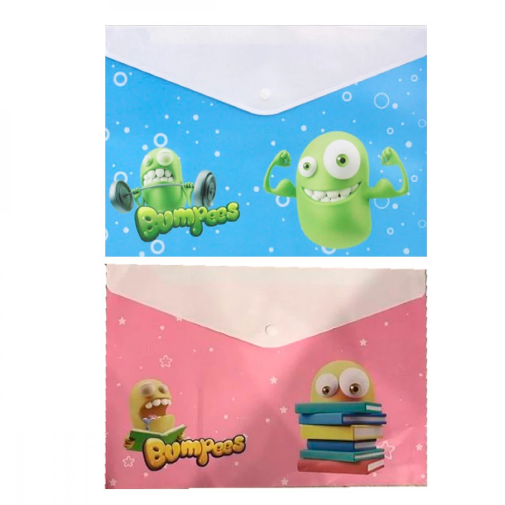 Папка-конверт пластикова А4 "Deli" 65102 "Bumpees" на кнопці Mix