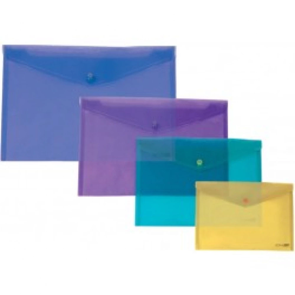 Папка – конверт пластикова А4 Economix E31301 на кнопці прозр. Mix