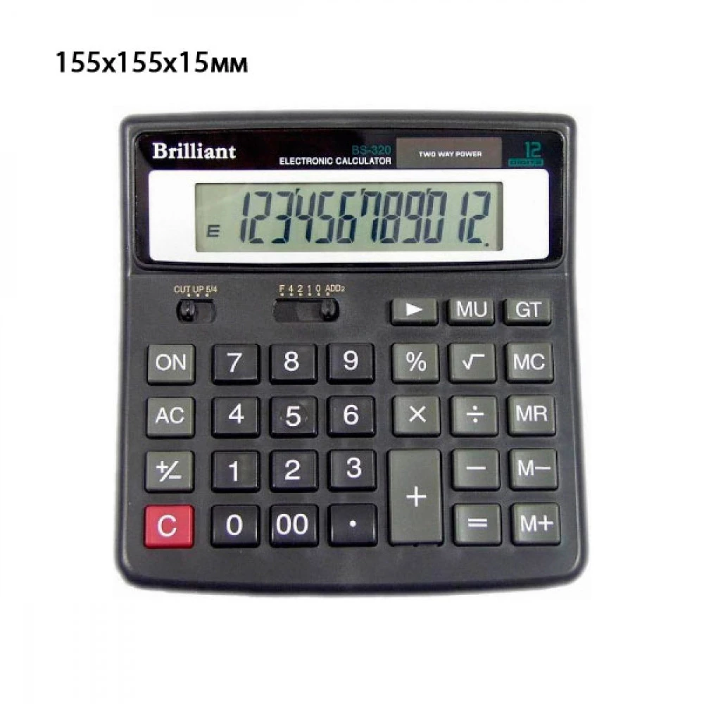 Калькулятор "Brilliant" BS-320 12 розрядний, 156 х 157 х 34 мм, чорний