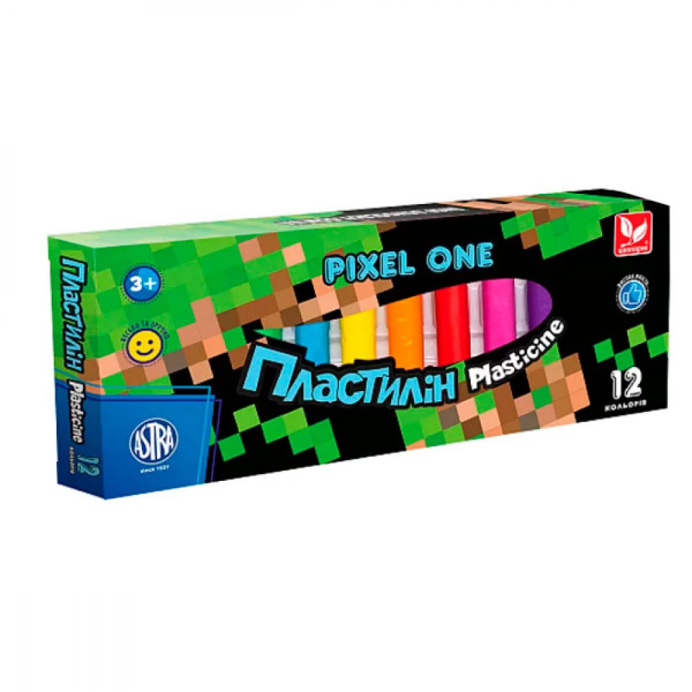 Пластилін 12 кольорів 140 г Школярик Pixel One 303221005