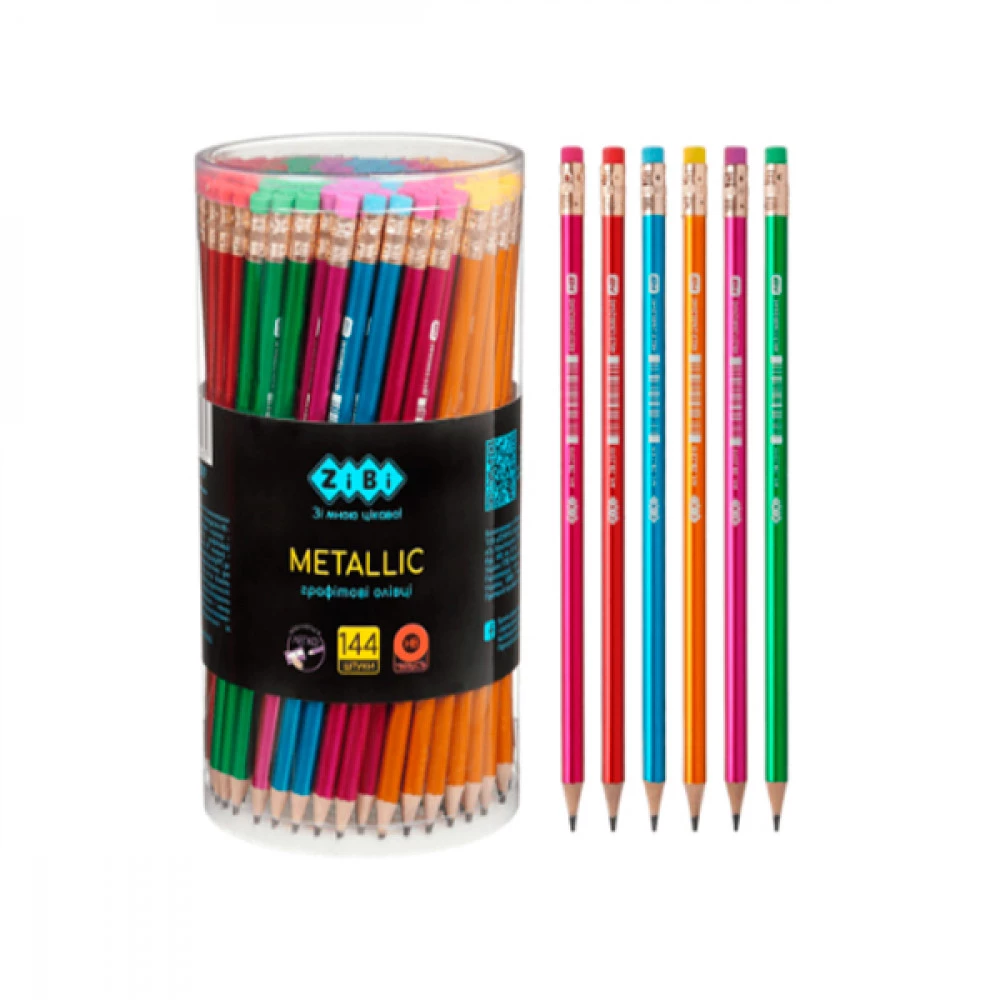 Олівець простий ZiBI METALLIC 2319 HB з гумкою