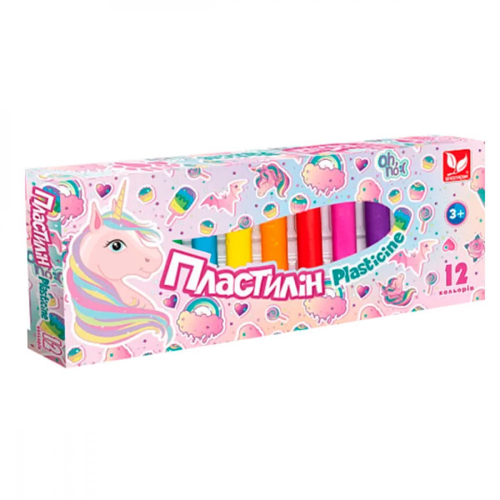 Пластилін 12 кольорів 140 г Школярик Unicorn 303221007