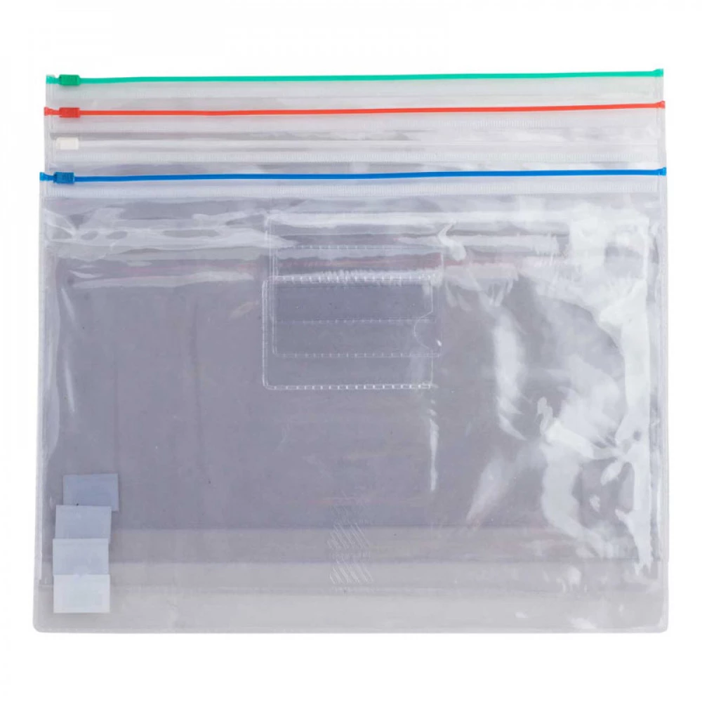 Папка-конверт пластикова А5 BuroMAX 3947-99 на блискавці прозора Mix