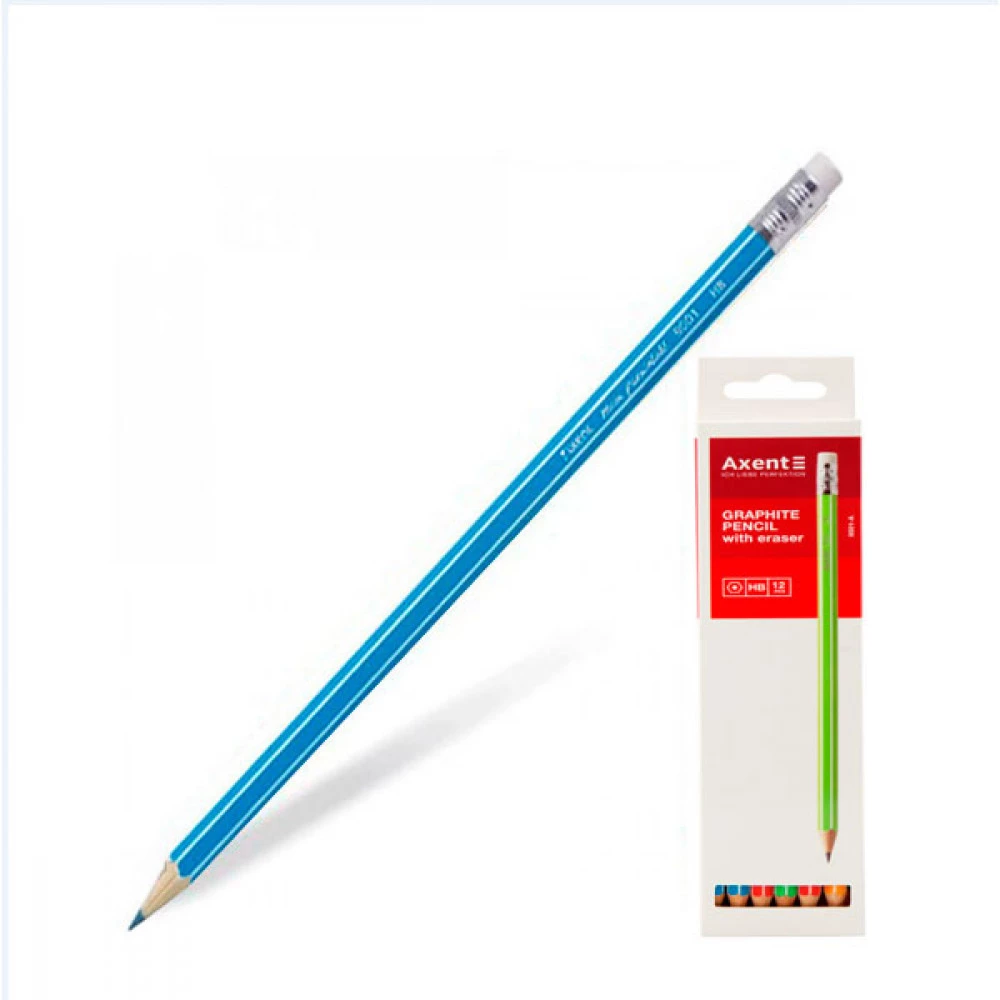 Олівець графітний "Axent" 9001 HB з гумкою Mix