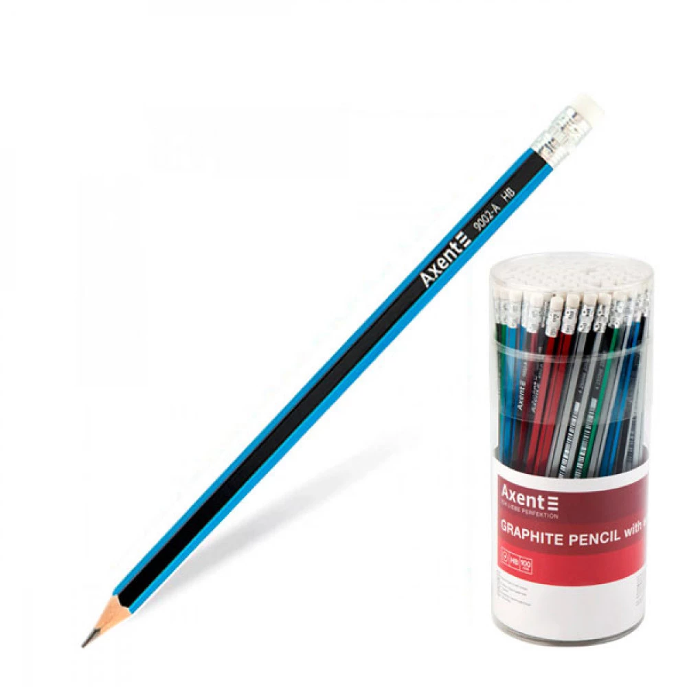 Олівець простий Axent 9002 HB з гумкою