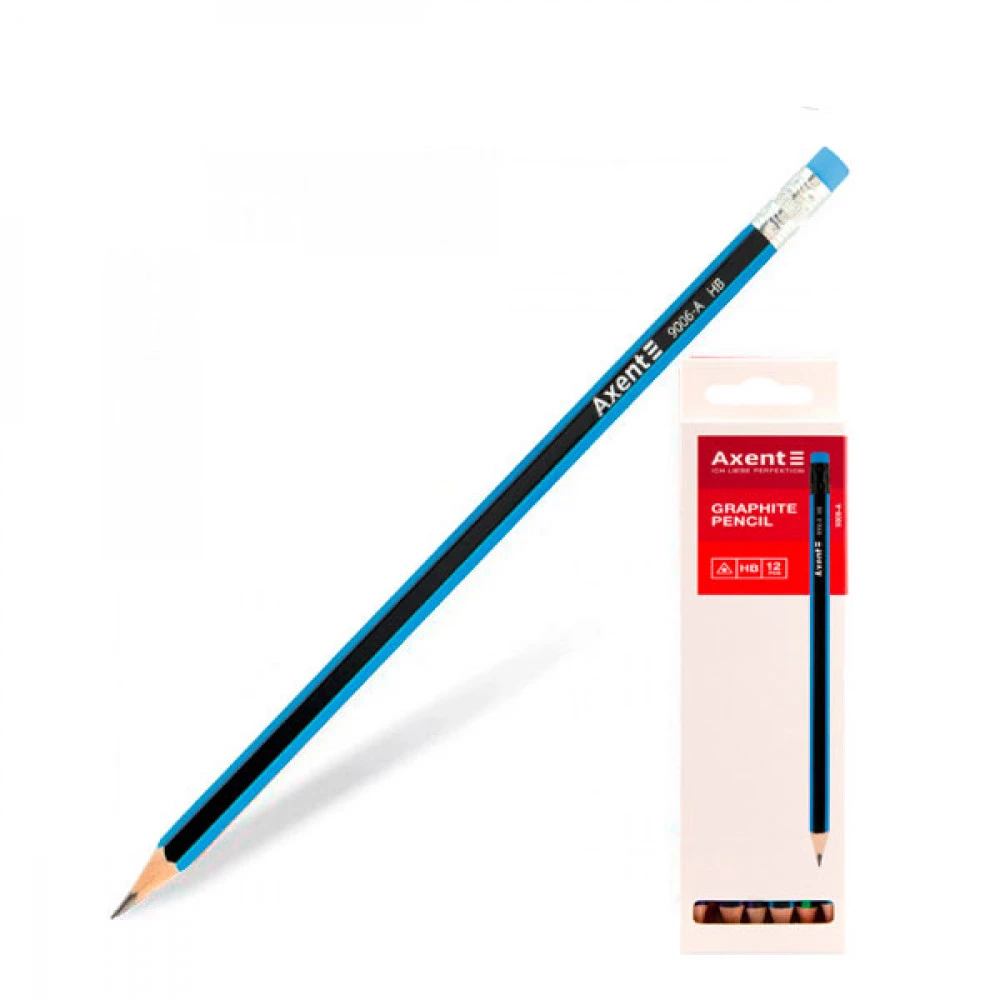 Олівець графітний "Axent" 9006-A HB з гумкою, трикутний Mix