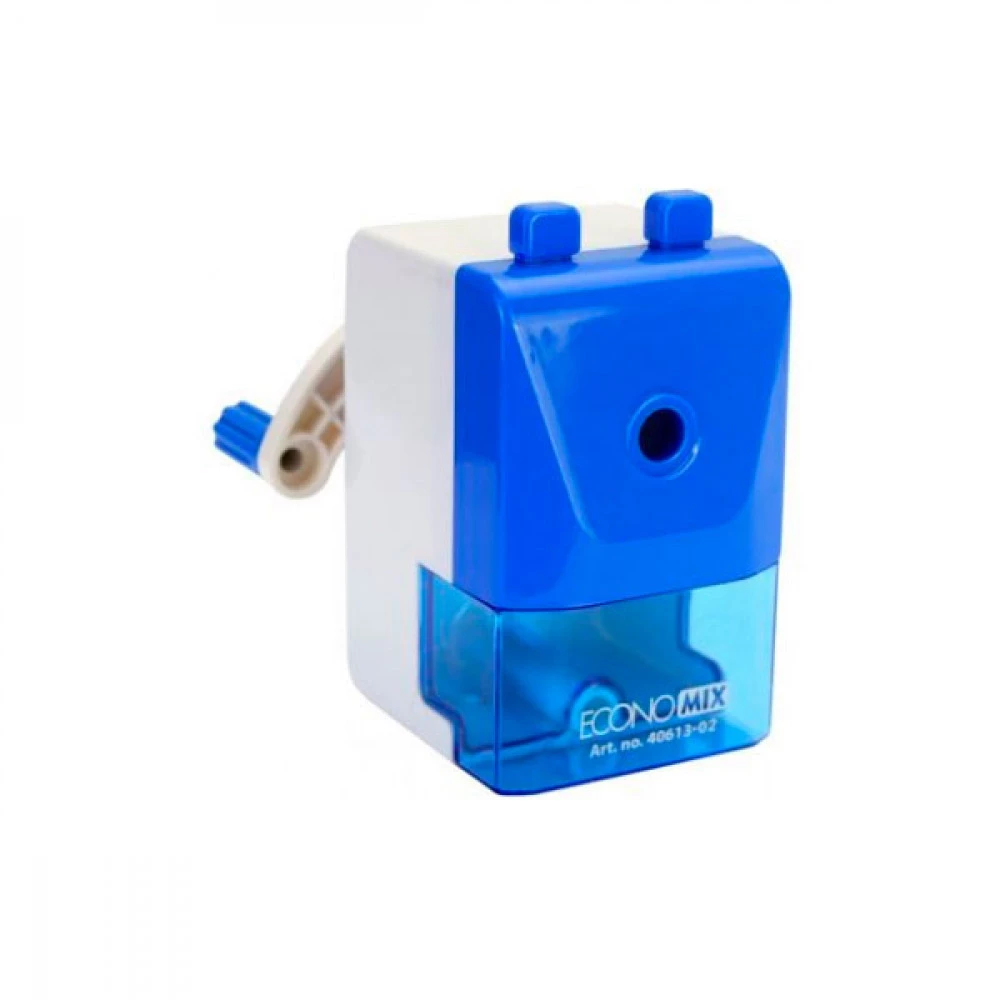 Точилка механічна для олівця Economix 40613-02 з автоматичною подачею синя з контенером