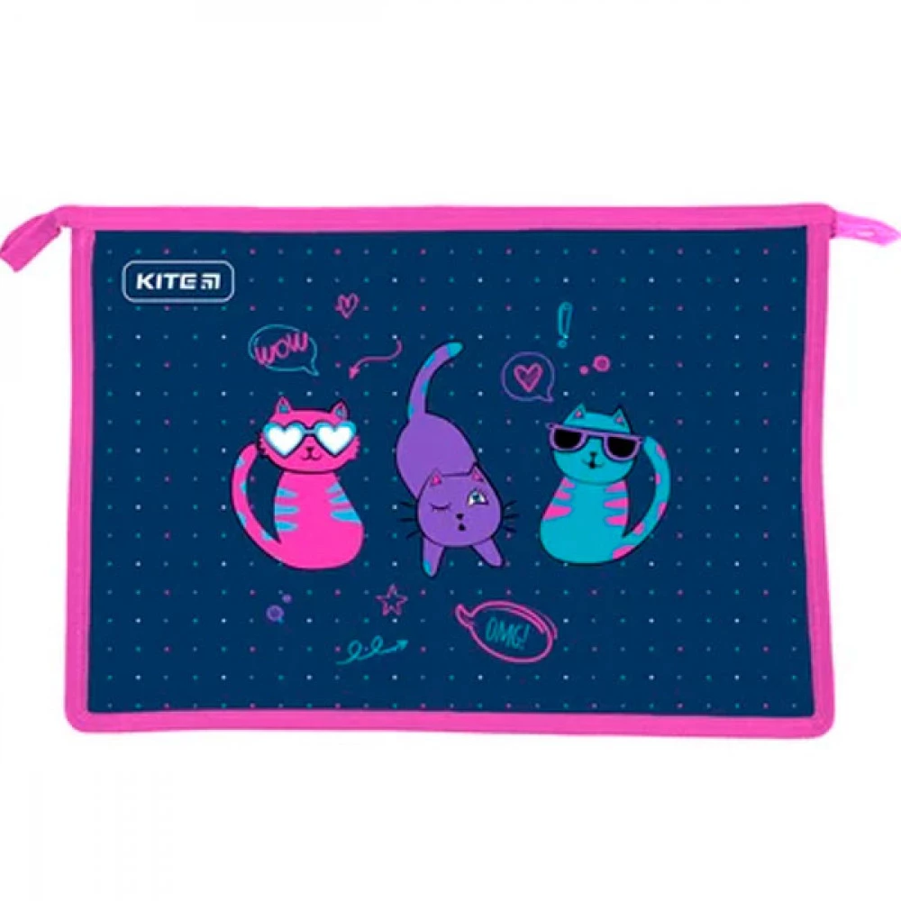 Папка пластикова А4+ на блискавці К23-428-1 Kite Cats