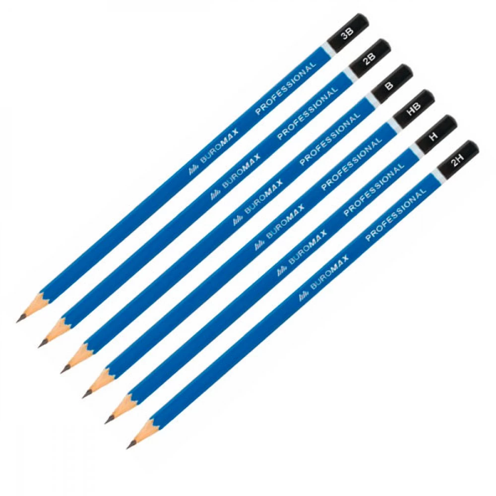 Олівець простий BuroMax PROFESSIONAL MIX BM 8564 3B-2H (6 шт)