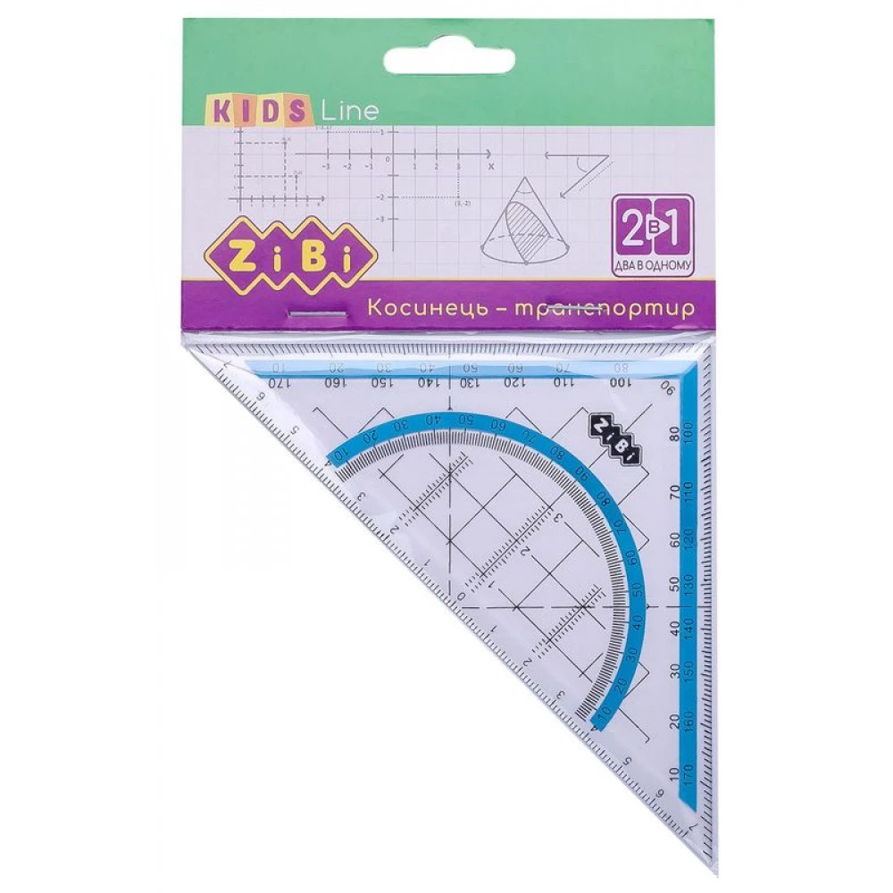 Трикутник пластиковий ZiBi ZB5623-14 140мм 2в1 блакитний