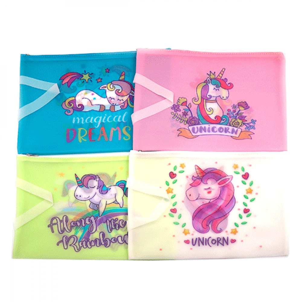 Папка А4 0737P "Unicorn" на блискавці силіконова Mix
