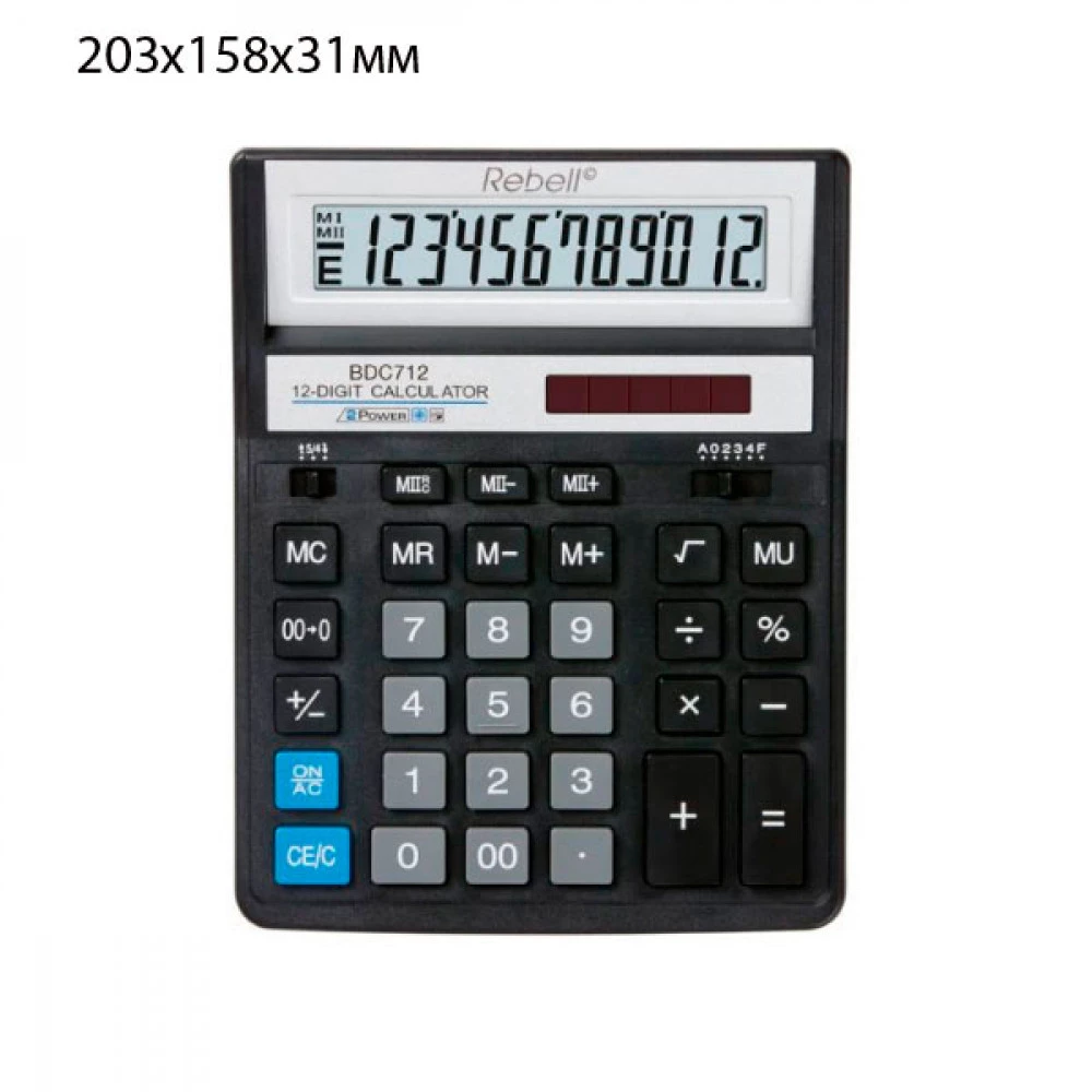 Калькулятор Rebell BDC 712 BK 12р.