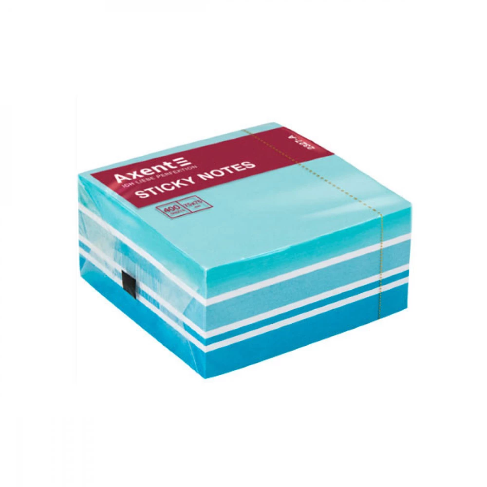 Блок паперу з липким шаром 75х75 400 аркушів Axent 2327-70 блакитний
