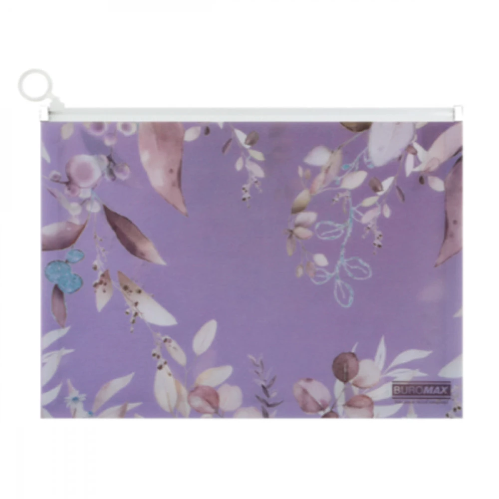 Папка - конверт А4 BuroMAX BM3948-48 ARABESKI на zip-блискавці непроз.сливовий